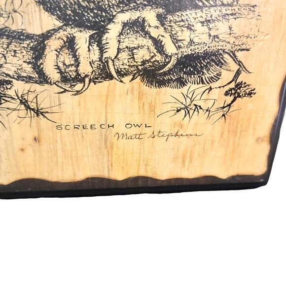 Screech Owl Wood Art Wall Decor Signed 11" Custom Artwork - Picture 2 of 10